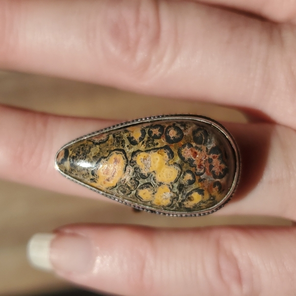 New Leopard Skin Jasper 925 Silver Ring. - Picture 2 of 12